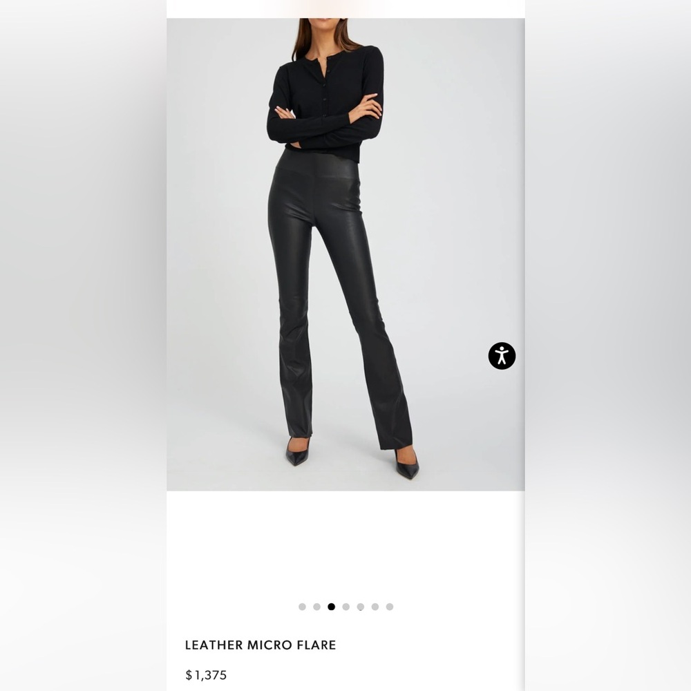SPRWMN Luxury 100% Leather Crop Micro Flare Pants High Rise Size L - Picture 2 of 16